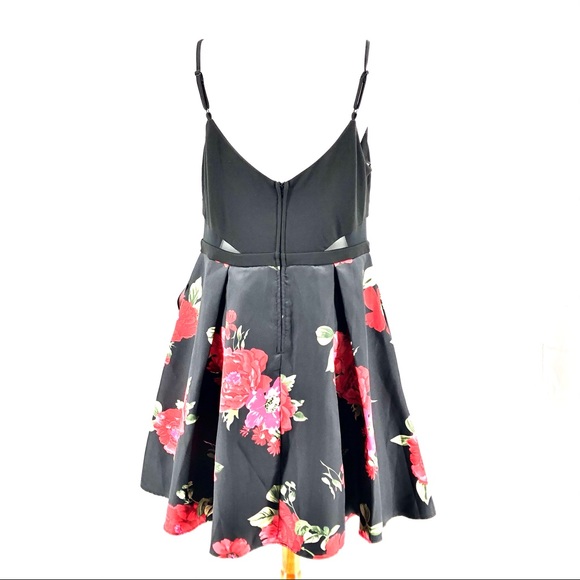 B. Darlin Black Floral Print Fit and Flare Dress - Picture 4 of 7